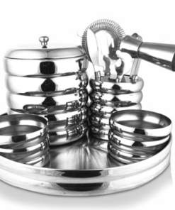 Shri & Sam Stainless Steel Ribbed Bar Set with 1 PC Ice Bucket, 1 PC Tray, 4 PCS Bar Tools with Tool Holder, 2 PCS Snack Bowls